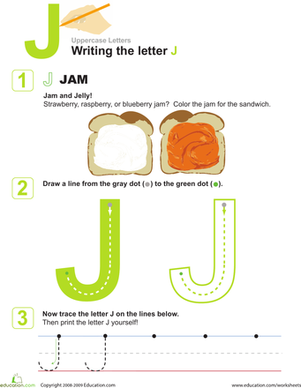 J is for Jam! Practice Writing the Letter J