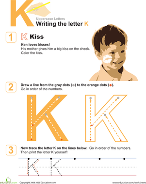 K is for Kiss! Practice Writing the Letter K