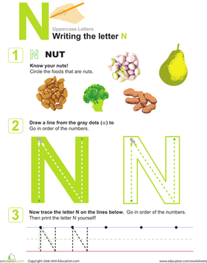 N is for Nuts! Practice Writing the Letter N