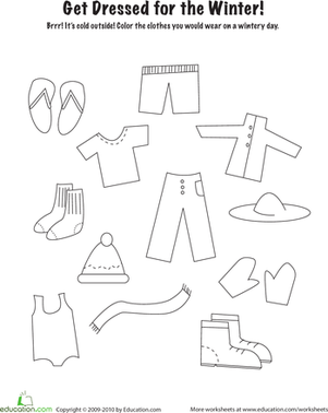 Winter Clothes Coloring Page