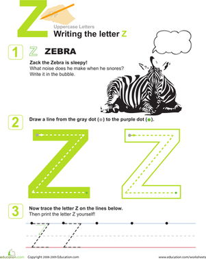 Z is for Zebra! Practice Writing the Letter Z
