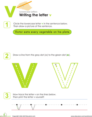 Writing the Letter v