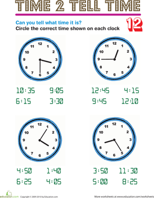 Time 2 Tell Time 12