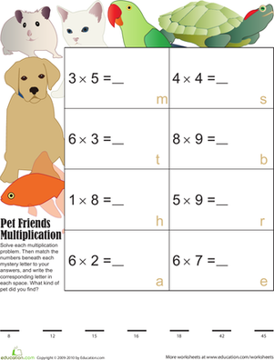 Pet Pals Mystery Multiplication