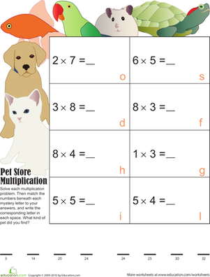 Mystery Multiplication Pets 4
