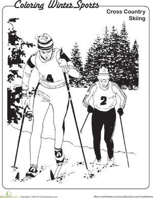 Cross-Country Skiing Coloring Page