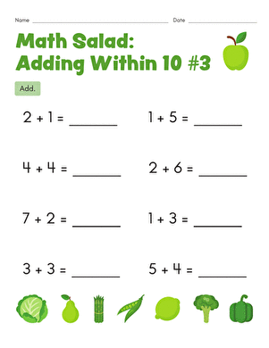 Math Salad: Adding Within 10 #3