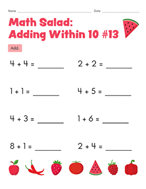 Math Salad: Adding Within 10 #13