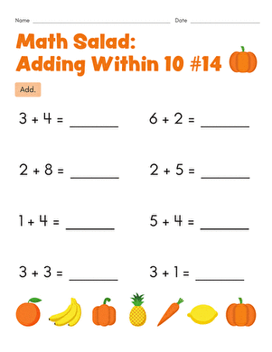 Math Salad: Adding Within 10 #14