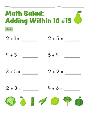 Math Salad: Adding Within 10 #15