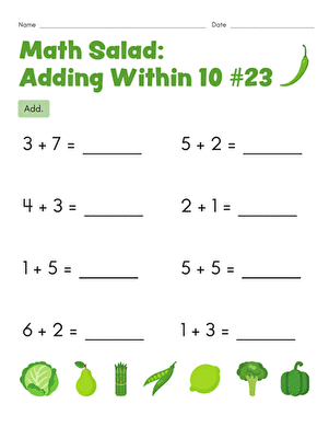 Math Salad: Adding Within 10 #23