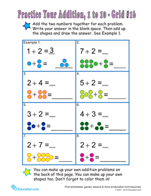 Count the Dots: Single-Digit Addition 16