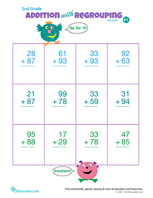 Double Digits! Practice Vertical Addition with Regrouping 1