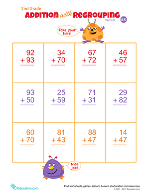 Double Digits! Practice Vertical Addition with Regrouping 8
