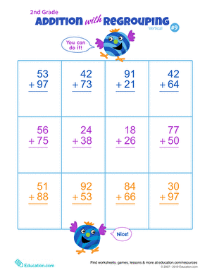 Double Digits! Practice Vertical Addition with Regrouping 9