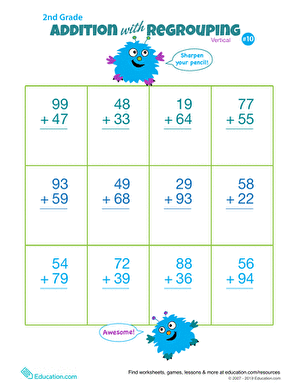 Double Digits! Practice Vertical Addition with Regrouping 10