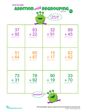 Double Digits! Practice Vertical Addition with Regrouping 11