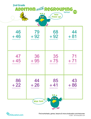 Double Digits! Practice Vertical Addition with Regrouping 12
