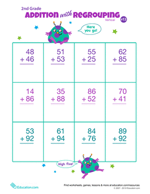 Double Digits! Practice Vertical Addition with Regrouping 13