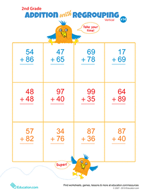 Double Digits! Practice Vertical Addition with Regrouping 14