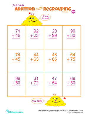 Double Digits! Practice Vertical Addition with Regrouping 15