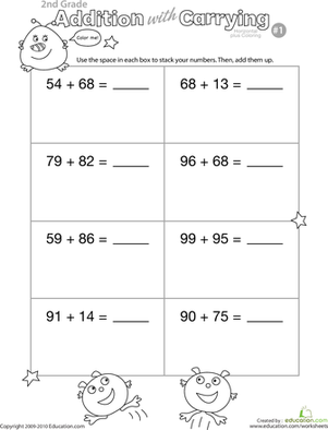 Color Me! Addition with Carrying 1