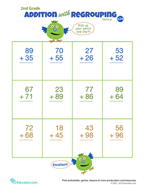 Double Digits! Practice Vertical Addition with Regrouping 24