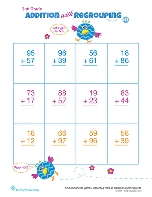 Double Digits! Practice Vertical Addition with Regrouping 25
