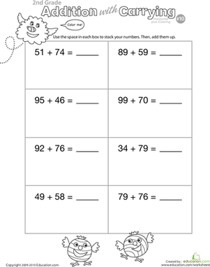 Color Me! Addition with Carrying 10