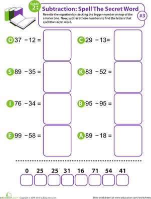 Spell the Secret Word: Practice Subtraction 3