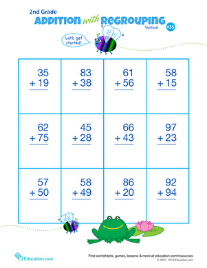 Double Digits! Practice Vertical Addition with Regrouping 35