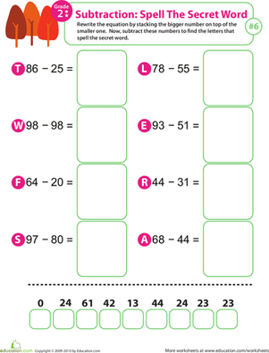 Spell the Secret Word: Practice Subtraction 6