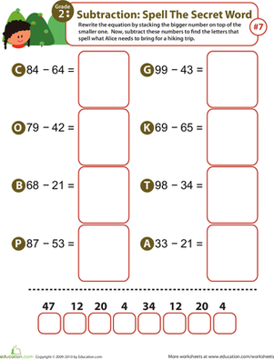 Spell the Secret Word: Practice Subtraction 7