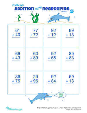 Practice Vertical Addition with Regrouping 39