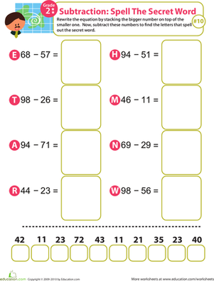 Spell the Secret Word: Practice Subtraction 10
