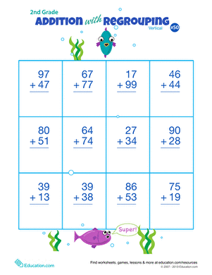 Double Digits! Practice Vertical Addition with Regrouping 50
