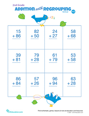 Double Digits! Practice Vertical Addition with Regrouping 52