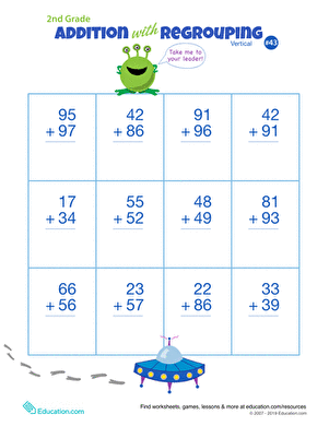 Double Digits! Practice Vertical Addition with Regrouping 43