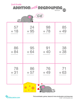 Double Digits! Practice Vertical Addition with Regrouping 44