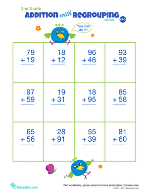 Double Digits! Practice Vertical Addition with Regrouping 46