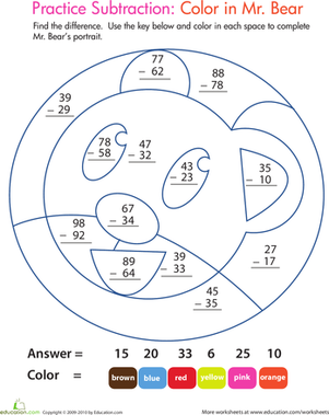 Color by Number: Practice Two-Digit Subtraction 6