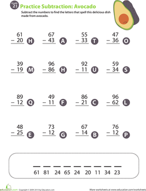 Veggie Math Mash: Two-Digit Subtraction 2