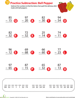 Veggie Math Mash: Two-Digit Subtraction 3