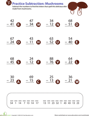 Veggie Math Mash: Two-Digit Subtraction 5