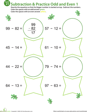Math Practice: Subtraction Odd/Even 1