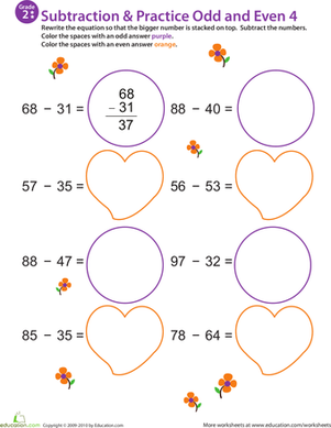 数学狂热:练习减法,奇/偶4