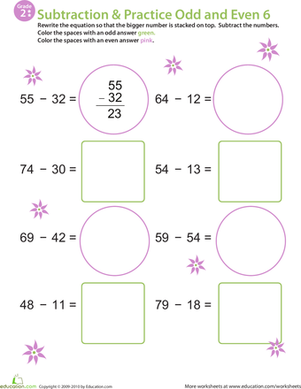 数学狂热:练习减法&奇/偶6