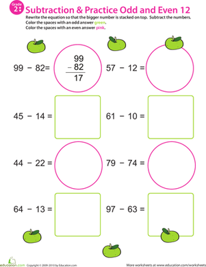 数学狂热:练习减法&奇/偶12
