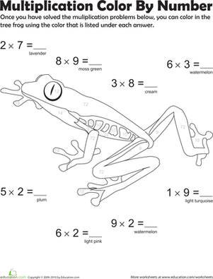Multiplication Color by Number: Tree Frog 3