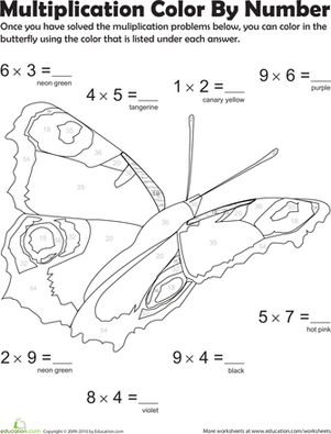 Multiplication Color by Number: Butterfly 4